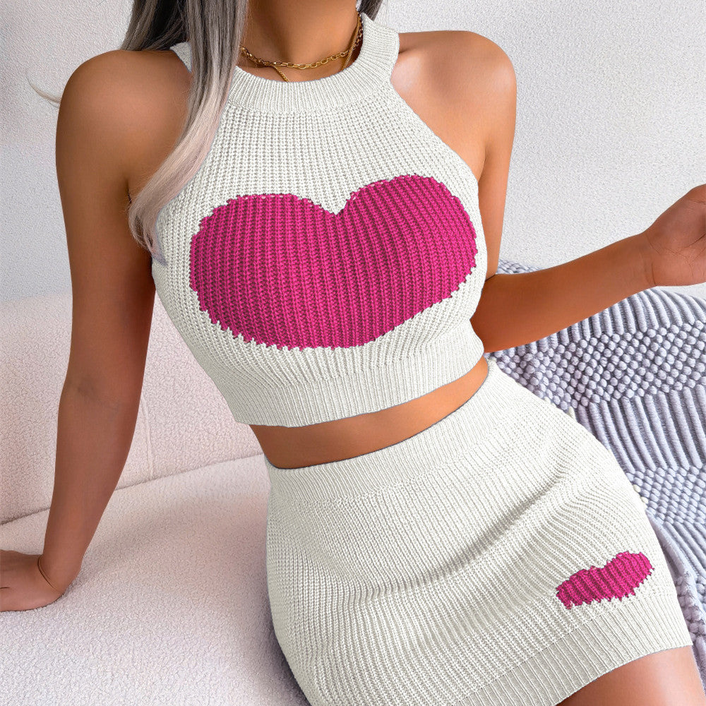 Sweet Heart Knit Skirt Set - Warmed