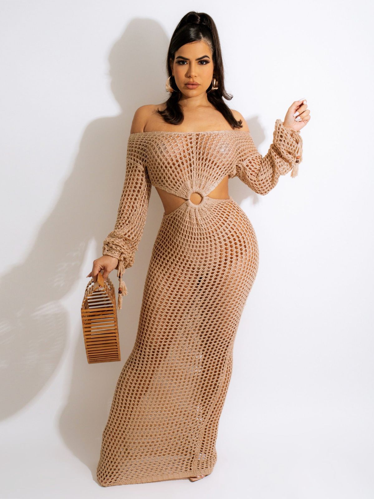 I’m Just Here For A Good Time - Crochet Bodycon Dress - Warmed
