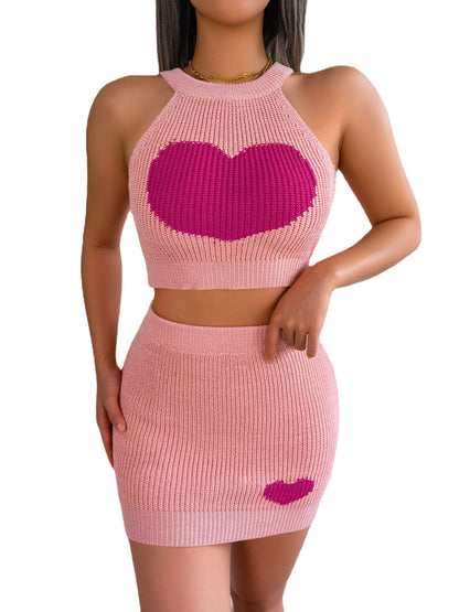 Sweet Heart Knit Skirt Set - Warmed