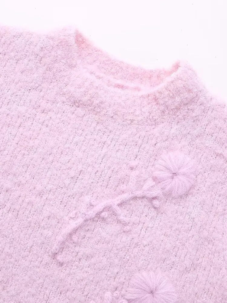 Floral Cropped Sweetheart Sweater - Warmed