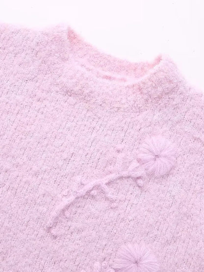Floral Cropped Sweetheart Sweater - Warmed