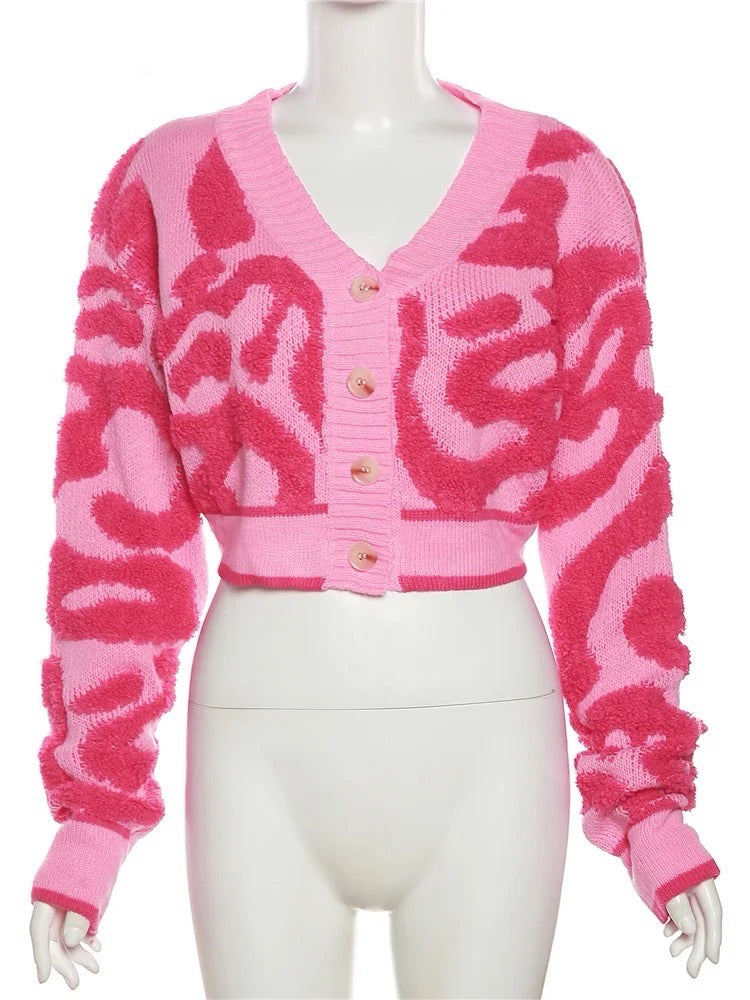 Pink Midriff Varsity Sweater - Warmed