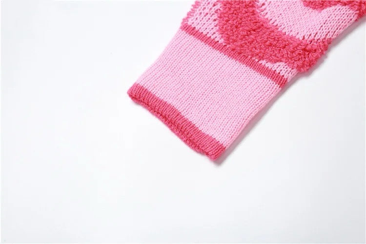 Pink Midriff Varsity Sweater - Warmed