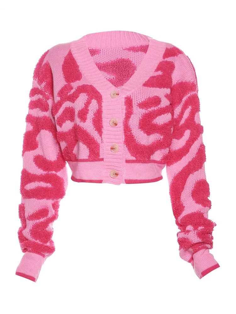 Pink Midriff Varsity Sweater - Warmed