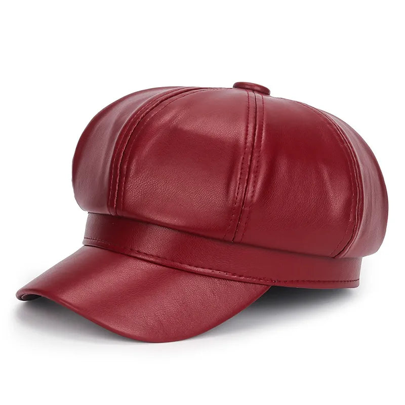 Leather Pageboy Cap - Warmed