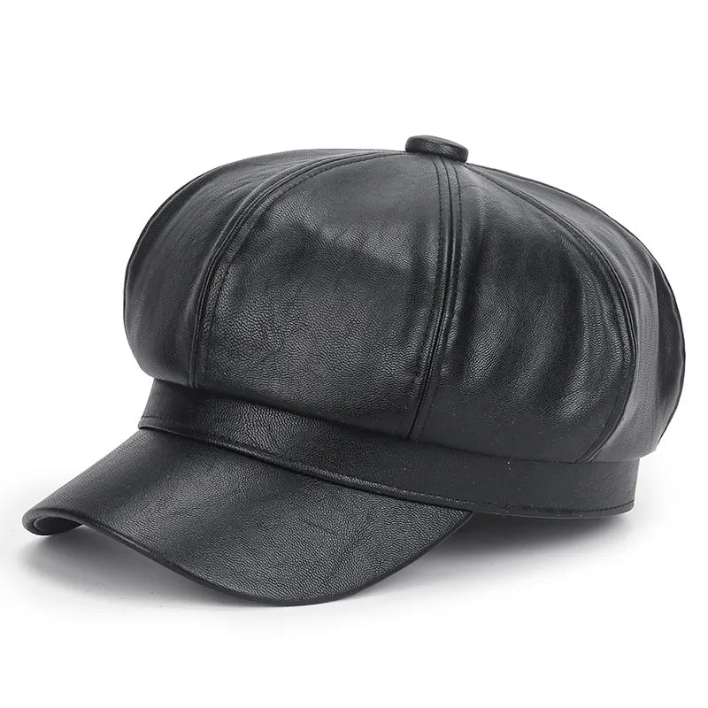 Leather Pageboy Cap - Warmed