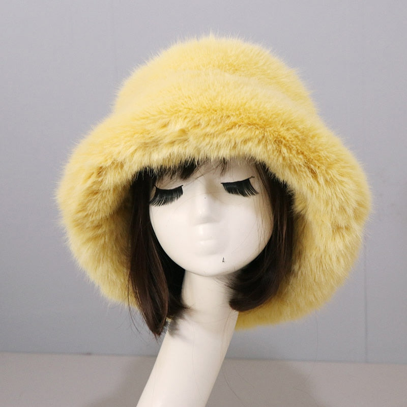 Faux Fur Bucket Hat - Warmed