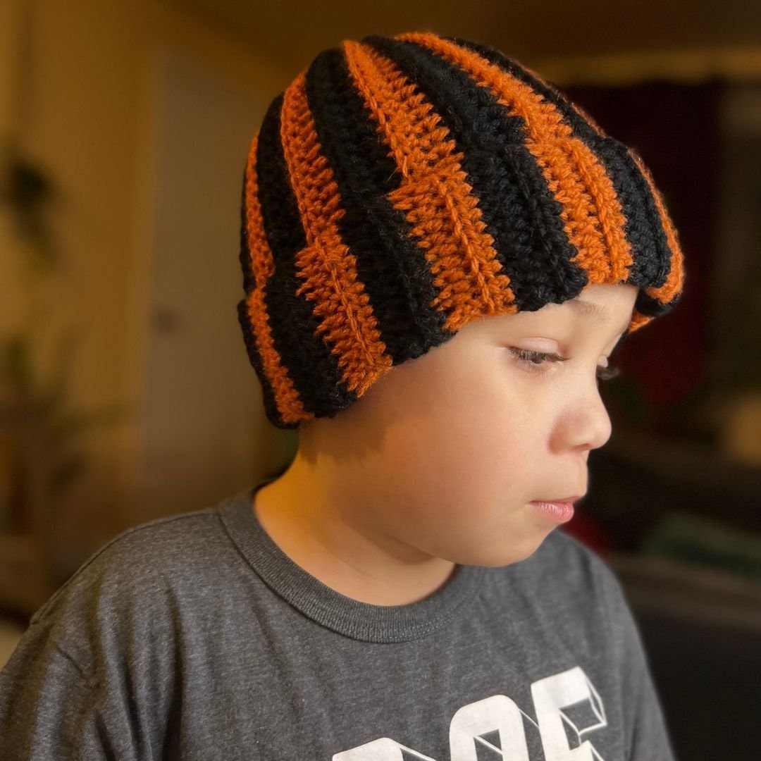 Two-toned Ribbed Crochet Beanie hat | Beginner Friendly Crochet/Slouchy