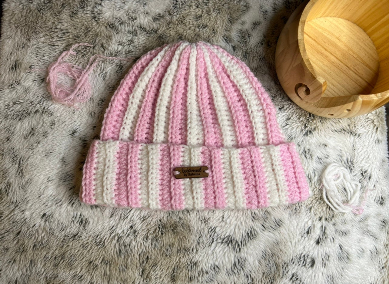 Two-toned Ribbed Crochet Beanie hat | Beginner Friendly Crochet/Slouchy