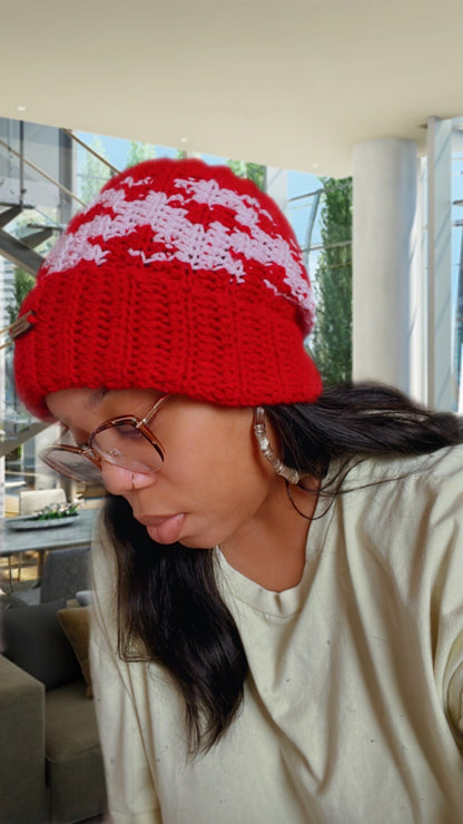 Ribbed Crochet Valentine's Day Hat /Slouchy Toque | Beginner Friendly With Pictures