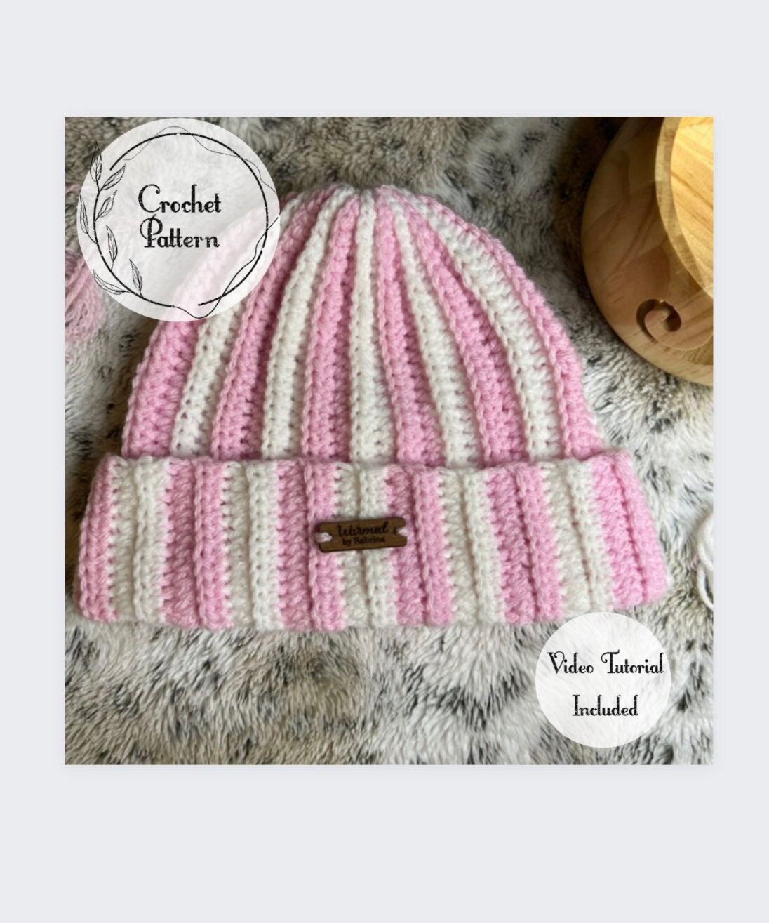 Two-toned Ribbed Crochet Beanie hat | Beginner Friendly Crochet/Slouchy