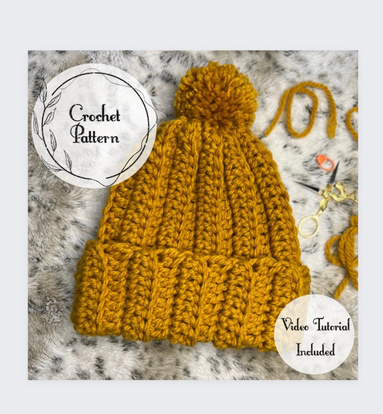 1 Hour Crochet Chunky Hat With Pom Pom | Beginner Friendly Crochet | Ribbed Crochet Toque/Hat