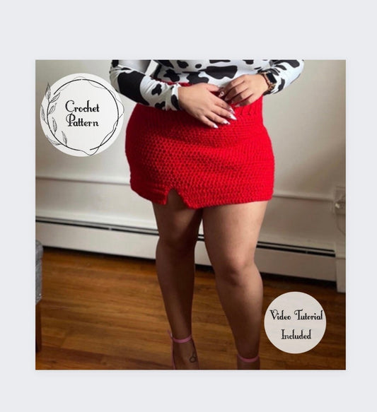 Mini Contour Skirt With Slit | Crochet Mini Skirt | Fitted Mini skirt with Slit