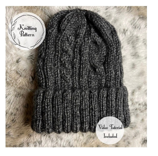 Knitting Pattern - Cable Knit beanie | DIY Knit Hat | Toque/Hat & Beanie Knitting Pattern