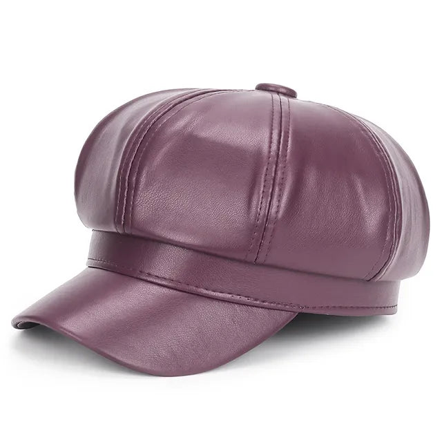 Leather Pageboy Cap - Warmed