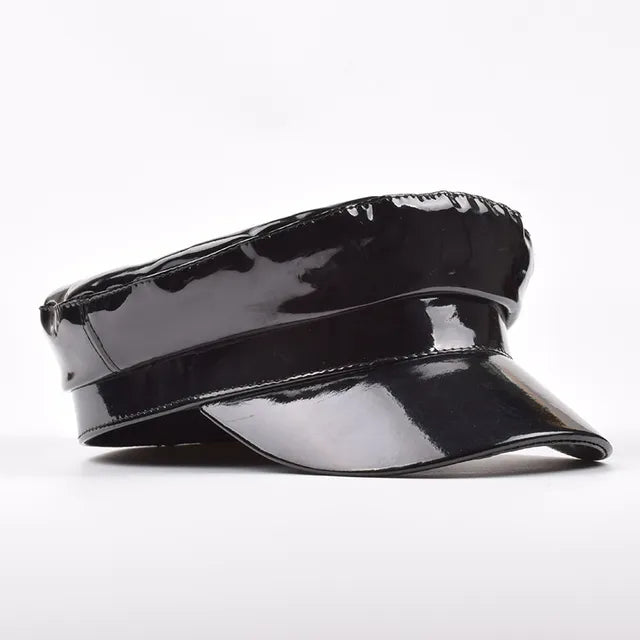 Patent Leather Newsboy Cap - Warmed