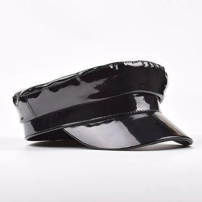 Patent Leather Newsboy Cap - Warmed