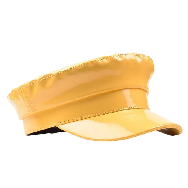 Patent Leather Newsboy Cap - Warmed